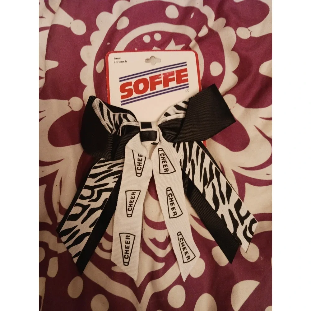 NEW Soffe Black & White Zebra Bow Scrunch Hair‎ Accessory